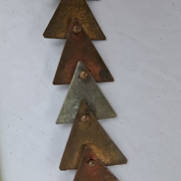 Vintage Mixed Metal Necklace & Earrings Triangle Shape Metal Pieces - Picture 14 of 16